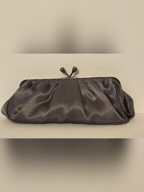 Jessica McClintock Shimmer Satin Clutch in Charcoal